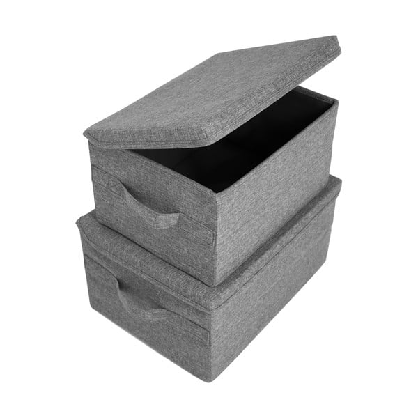 Сива текстилна кутия за съхранение с капак 40x30x22 cm Soft Storage – Bigso-image-2