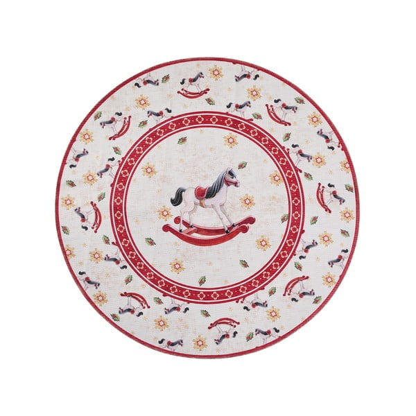 Червен  кръгъл килим с коледен мотив ø 160 cm Toy's Delight Rocking Horse – Villeroy&Boch