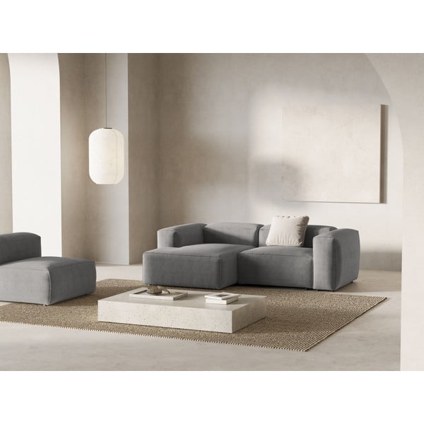 Светлосив ъглов диван от рипсено кадифе (ляв ъгъл) Bergamo – Cosmopolitan Design-image-1