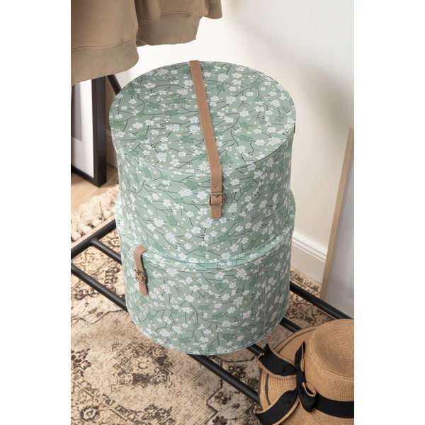 Светлозелени картонени кутии за съхранение в комплект 2 бр. с капаци ø 37,5x25,5 cm Rut Paper Laminate – Bigso-image-1