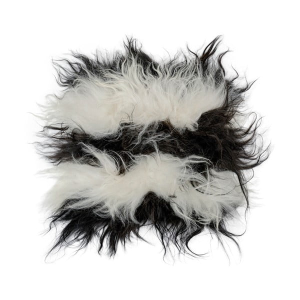Černobílý kožešinový podsedák z ovčí kůže Arctic Fur Bobby, 37 x 37 cm