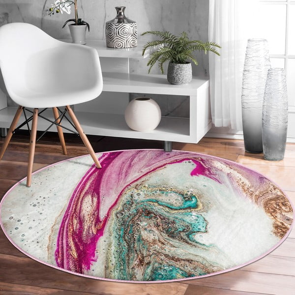 Кръгъл килим подходящ за пране и за прахосмукачки роботи ø 120 cm Comfort – Mila Home-image-1