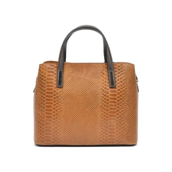 Кафява кожена чанта Muriella в цвят коняк - Roberta M-image-3