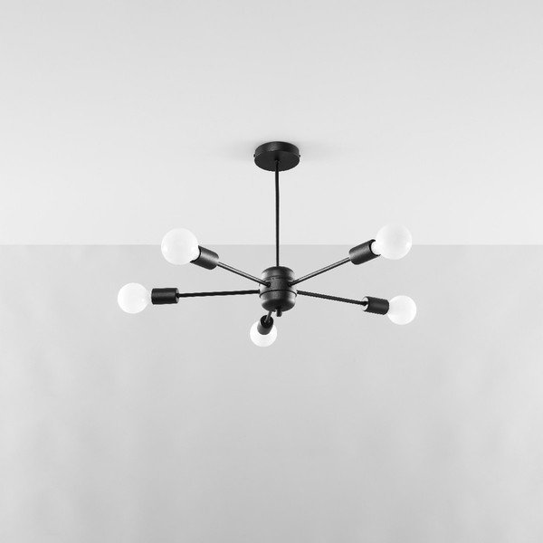 Черно осветително тяло за таван 66x66 cm Benedett – Sollux-image-3