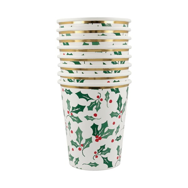 Хартиени чаши за еднократна употреба в комплект от  8 бр. Holly Pattern – Meri Meri-image-2