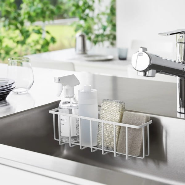 Бяла метална стойка за перилни препарати без пробиване Film Hook – YAMAZAKI-image-1