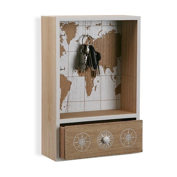 Dřevěný věšáček na klíče se šuplíkem VERSA