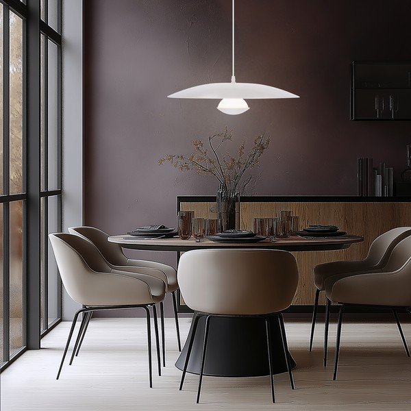 Бяло LED висящо осветително тяло с метален абажур Lund – Candellux Lighting-image-2