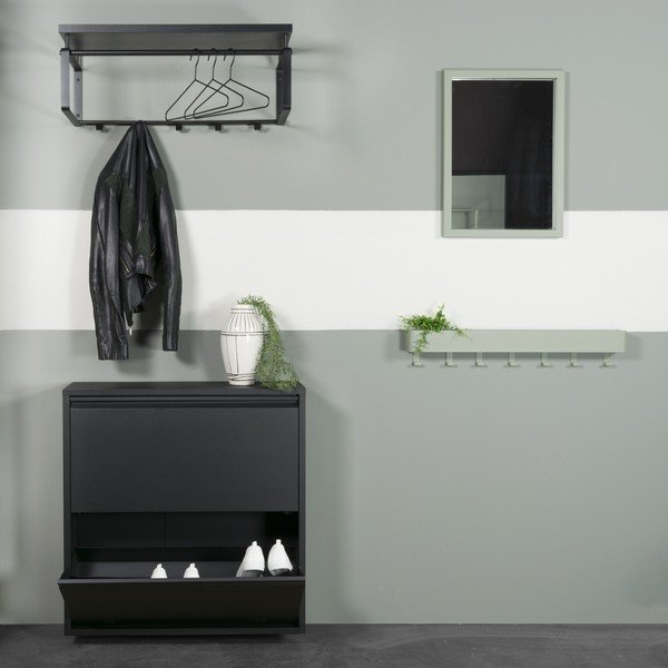 Черна метална накланяща се стойка за обувки 75x77,5x22,5 cm Billy – Spinder Design-image-4