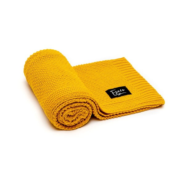 Горчично жълто бебешко плетено одеяло , 80 x 100 cm Spring - ESECO