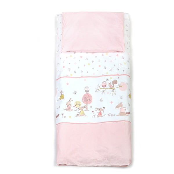 Детско розово памучно спално бельо Forest Story, 100 x 135 cm - YappyKids