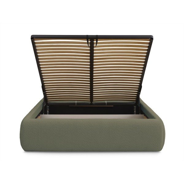 Тъмнозелено тапицирано двойно легло без табла с място за съхранение и включена подматрачна рамка 160x200 cm Inera – Bobochic Paris-image-4