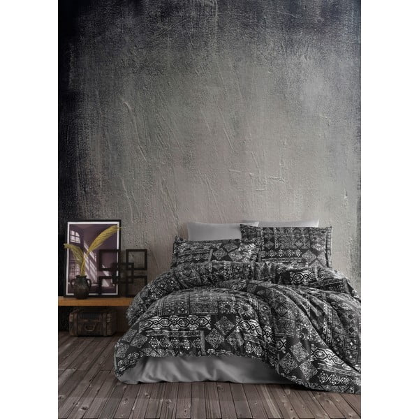 Черен чаршаф от памучен сатен за двойно легло Primacasa на Türkiz , 200 x 200 cm Route - Mijolnir