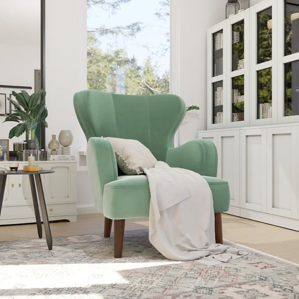 Зелено кадифено кресло Riviera - Ropez-image-4