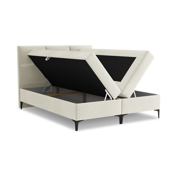 Бежово боксспринг легло 140x200 cm с място за съхранение Pakalana – Makamii-image-1