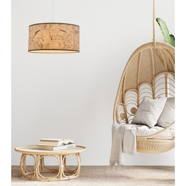 Бежова висяща лампа с текстилен абажур ø 30 cm Papirus - Candellux Lighting-image-1