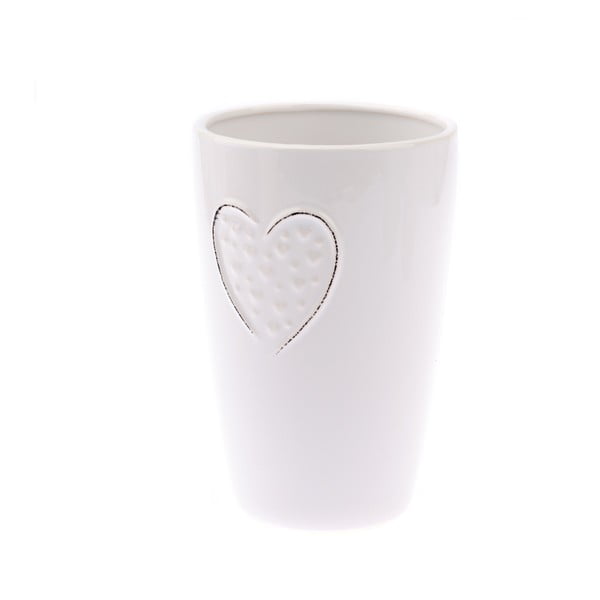 Бяла керамична ваза Hearts Dots, височина 18,3 cm - Dakls