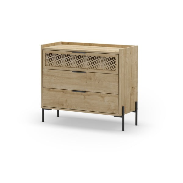 Нисък скрин с дъбов декор в естествен цвят 90x80 cm Inca - Marckeric-image-2