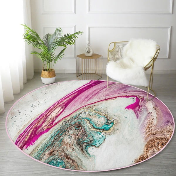 Кръгъл килим подходящ за пране и за прахосмукачки роботи ø 120 cm Comfort – Mila Home-image-3