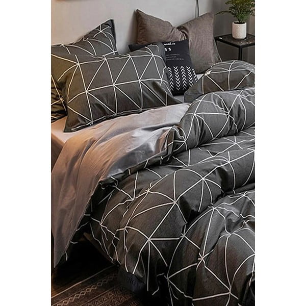 Тъмносиво памучно спално бельо за единично/разширено легло с чаршаф 160x220 cm - Mila Home