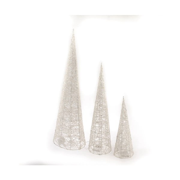Комплект от 3 бели ратанови дървета със светодиоди Charlotte - Dakls