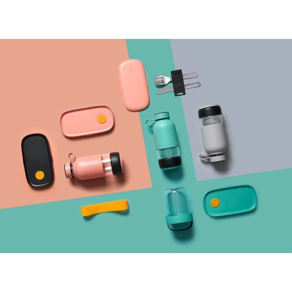 Тюркоазена бутилка за пътуване стъклена бутилка  500 ml To Go – Lékué-image-1