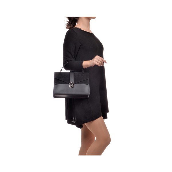 Черна кожена чанта Mangotti Largotte - Mangotti Bags-image-1