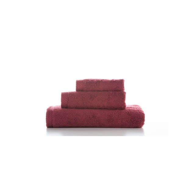 Комплект от 3 тъмночервени памучни кърпи Lisa Coral - El Delfin