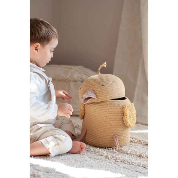 Жълта текстилна детска кошница за играчки ø 25x30 cm Charlie the Chicken – Lorena Canals-image-3