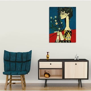 Репродукция на стена върху платно Пабло Пикасо Жаклин с цветя, 30 x 40 cm - Wallity
