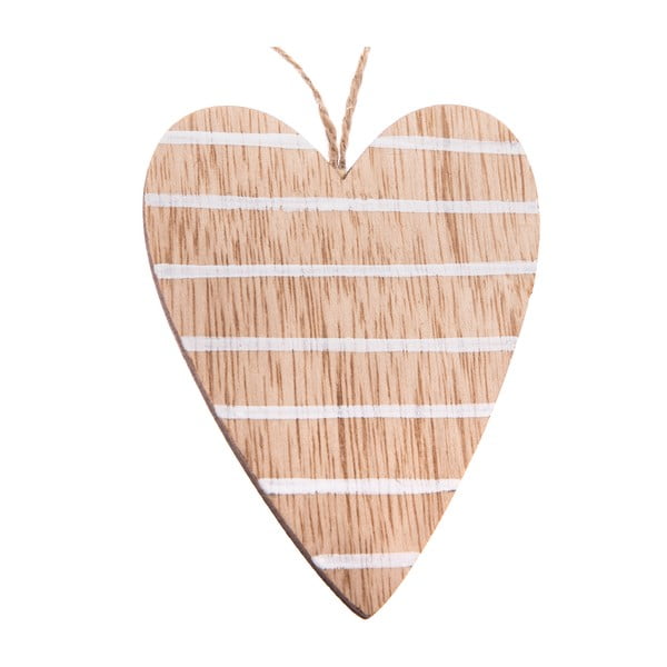 Комплект от 5 дървени висящи орнамента във формата на сърце, височина 9 см - Dakls