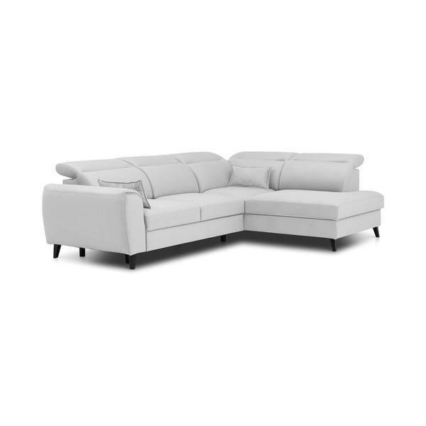 Бял кадифен разтегателен ъглов диван с място за съхранение (десен ъгъл L форма) Noble – ELTAP-image-2