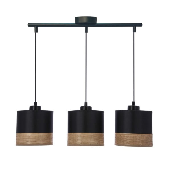 Черна висяща лампа с текстилен абажур ø 15 cm Porto - Candellux Lighting