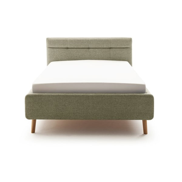 Зелено двойно легло 140x200 cm тапицирано с място за съхранение с включена подматрачна рамка Lotte – Meise Möbel-image-2