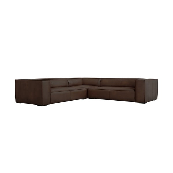Ъглов диван от тъмнокафява кожа (променлива) Madame - Windsor & Co Sofas