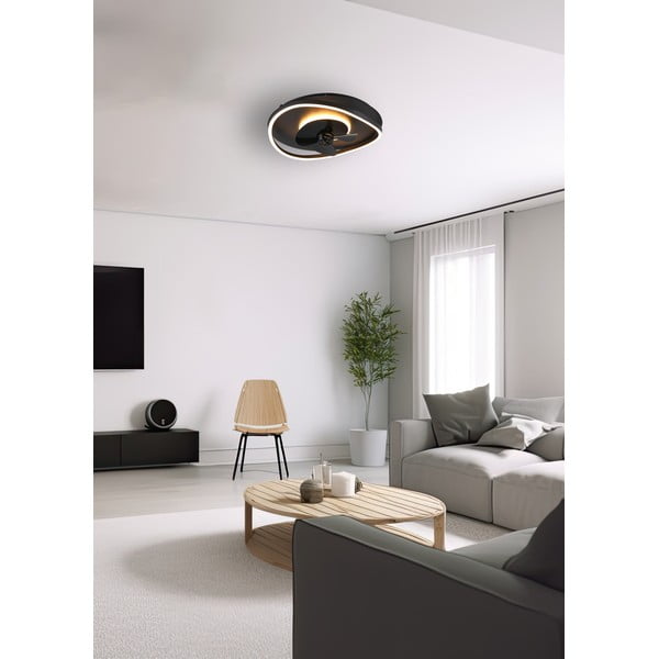 Матово черно LED осветително тяло за таван Sortland – Trio-image-1