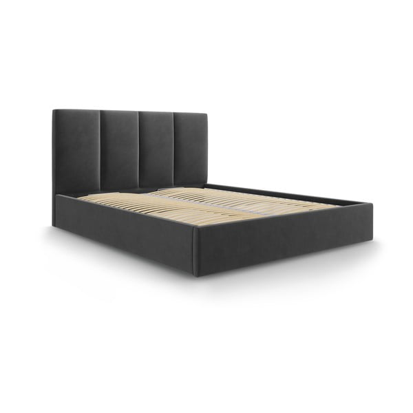 Тъмно сиво кадифено двойно легло , 160 x 200 cm Juniper - Mazzini Beds