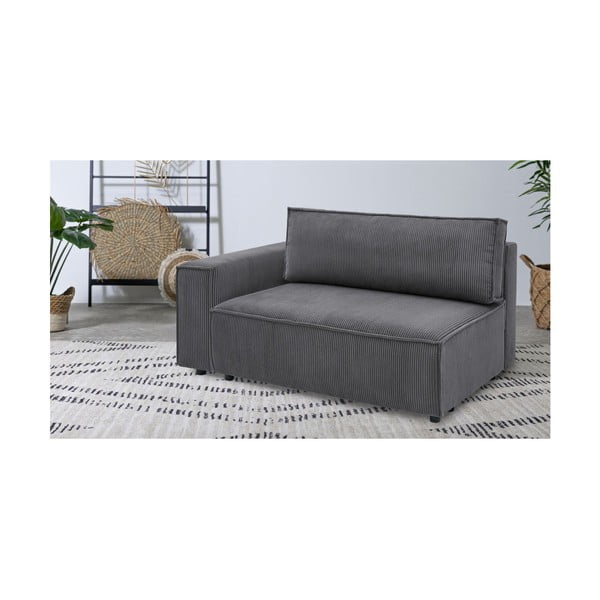 Тъмносив модул за диван от велур, ляв ъгъл Nihad modular - Bobochic Paris-image-1