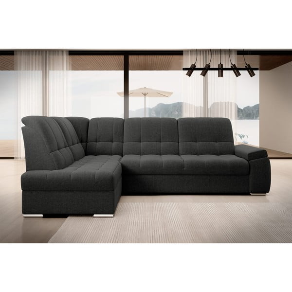 Тъмносив разтегателен ъглов диван с място за съхранение (ляв ъгъл L форма) Sado – ELTAP-image-3