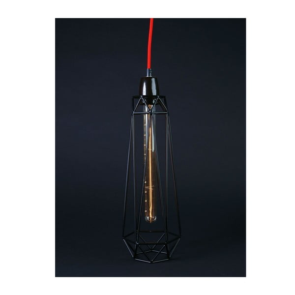 Světlo s černým stínítkem a červeným kabelem Filament Style Diamond #2-image-1