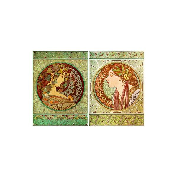 Sada 2 obrazů Ivy And Laurel od Alfonse Muchy, 80x60 cm