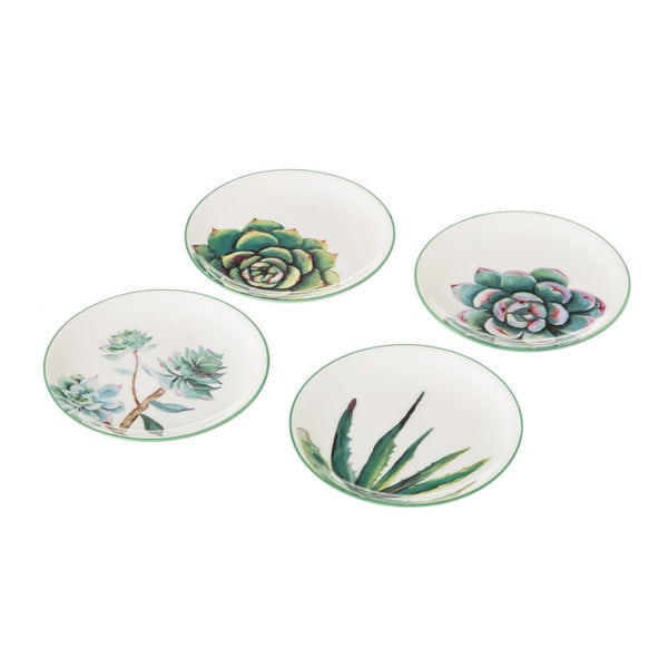 Sada 4 porcelánovýh talířů Unimasa Plants, ⌀ 10 cm