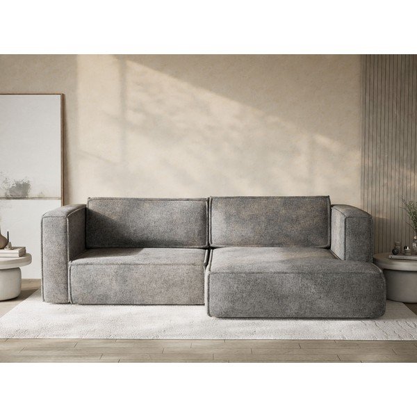 Сив шенилов сгъваем/с място за съхранение ъглов диван (десен ъгъл) Velto – Maison de Rêve-image-1