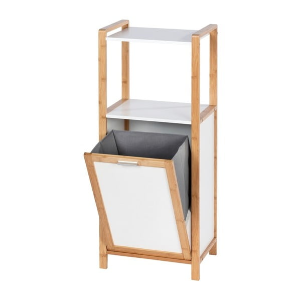 Бамбукова етажерка за баня в бял и естествен цвят 40x95 cm Finja - Wenko-image-2