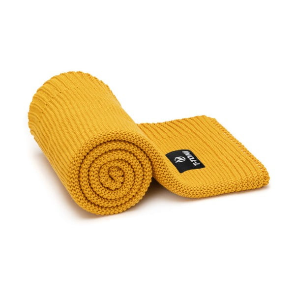 Горчично жълто плетено бебешко одеяло със съдържание на памук , 80 x 100 cm Autumn waves - T-TOMI