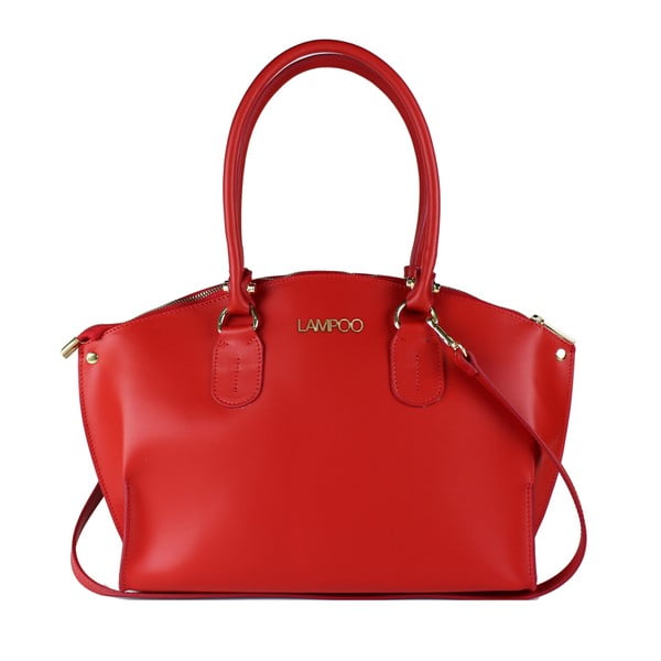 Červená kožená kabelka Lampoo Sammo