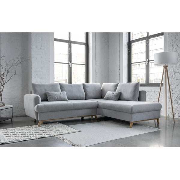 Светлосив разтегателен/с място за съхранение ъглов диван (десен ъгъл/L форма) Scandic Lagom – Miuform-image-3