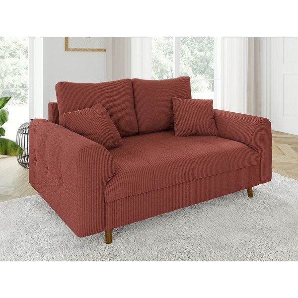 Диван от рипсено кадифе в тухлен цвят 150 cm Ariella – Ropez-image-3