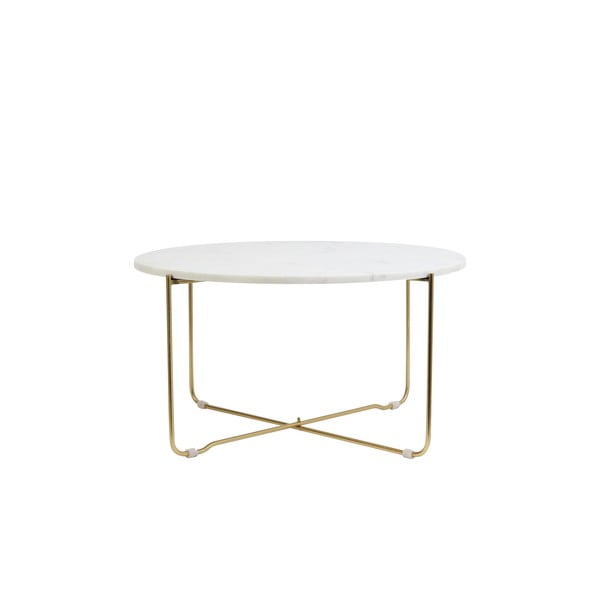 Кръгла маса за кафе от бял/златист камък ø 65 cm Marty - Light & Living