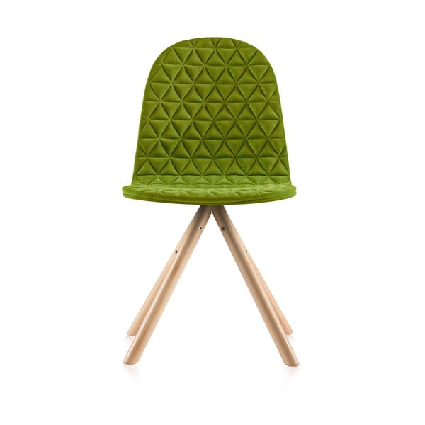 Zelená židle s přírodními nohami Iker Mannequin Triangle